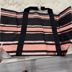 Striped Pink and Black Tote Bag